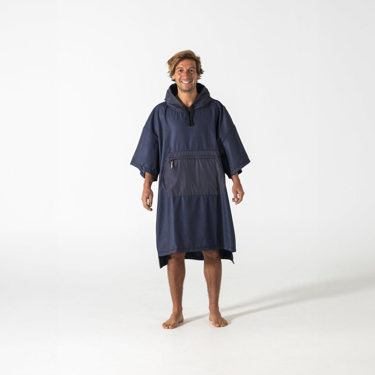 Voited Micro Fleece Poncho - Ocean Navy/Ethno