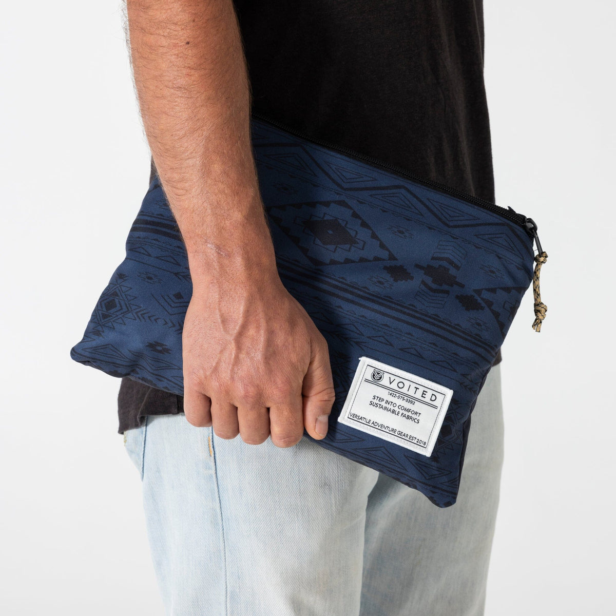 Voited Micro Fleece Poncho - Ocean Navy/Ethno