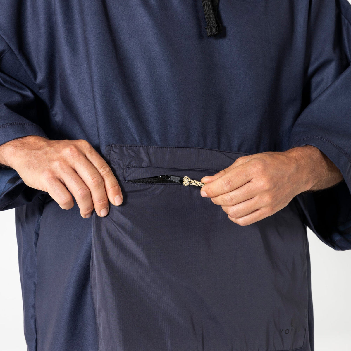 Voited Micro Fleece Poncho - Ocean Navy/Ethno
