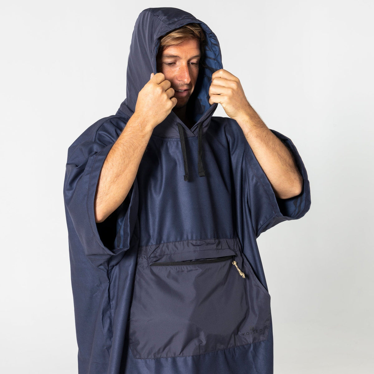 Voited Micro Fleece Poncho - Ocean Navy/Ethno