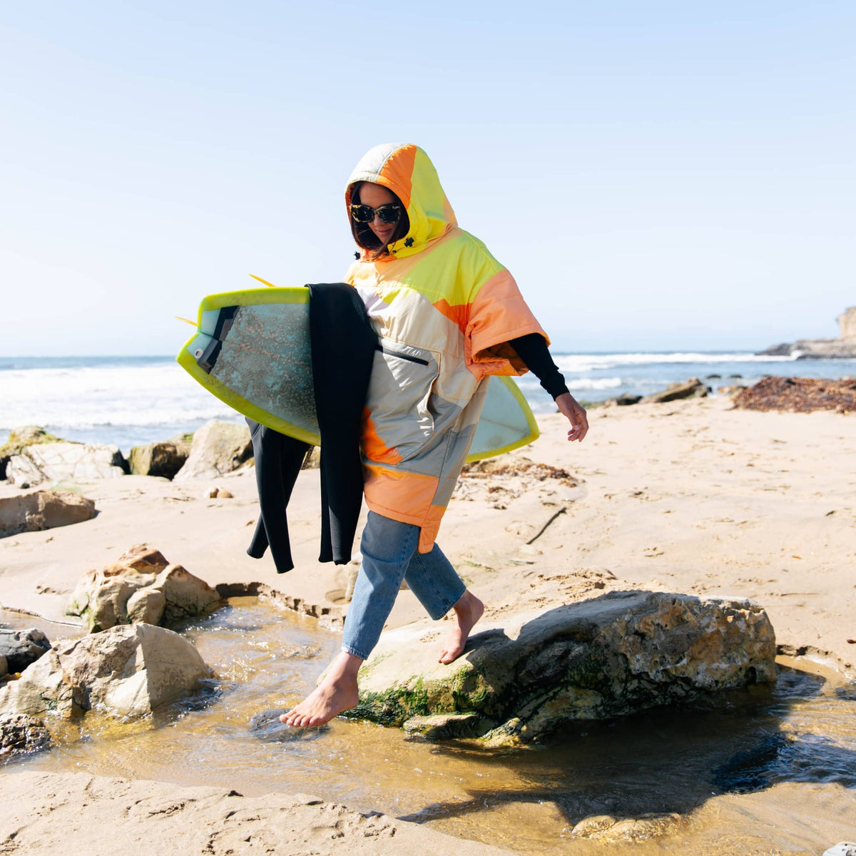 Voited Outdoor Poncho For Surfing, Camping, Vanlife & Wild Swimming - Sunscape