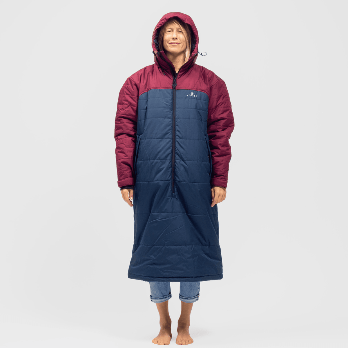 Voited Premium Wearable Sleeping Bag For Camping, Vanlife & Indoor - Cardinal / Navy / Black
