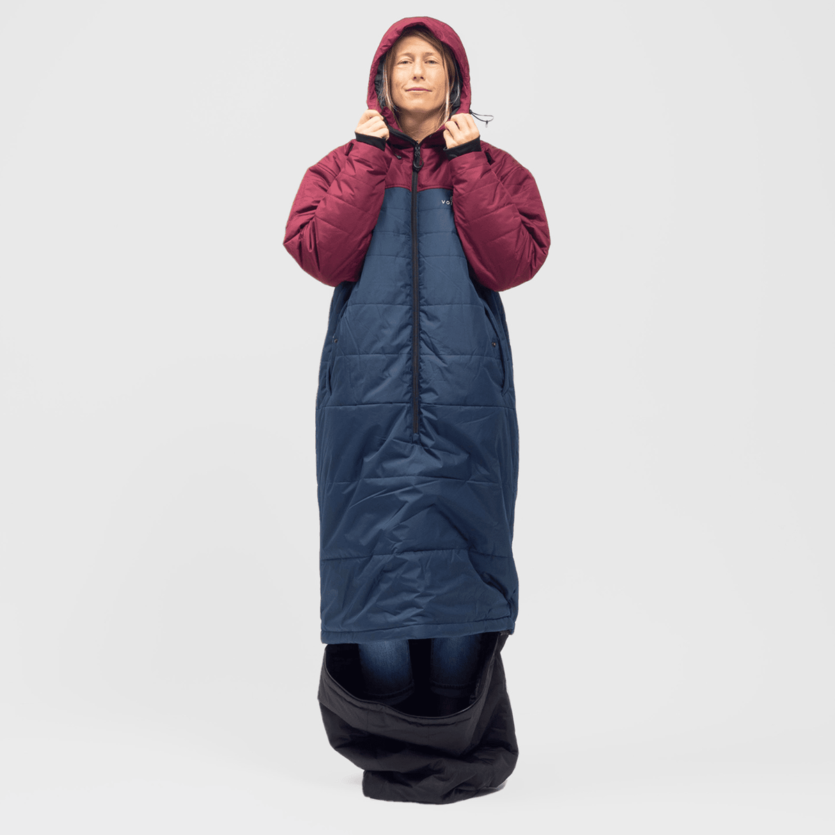 Voited Premium Wearable Sleeping Bag For Camping, Vanlife & Indoor - Cardinal / Navy / Black