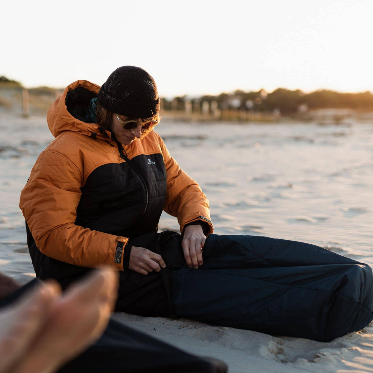 Voited Premium Wearable Sleeping Bag For Camping, Vanlife & Indoor - Desert / Black / Navy