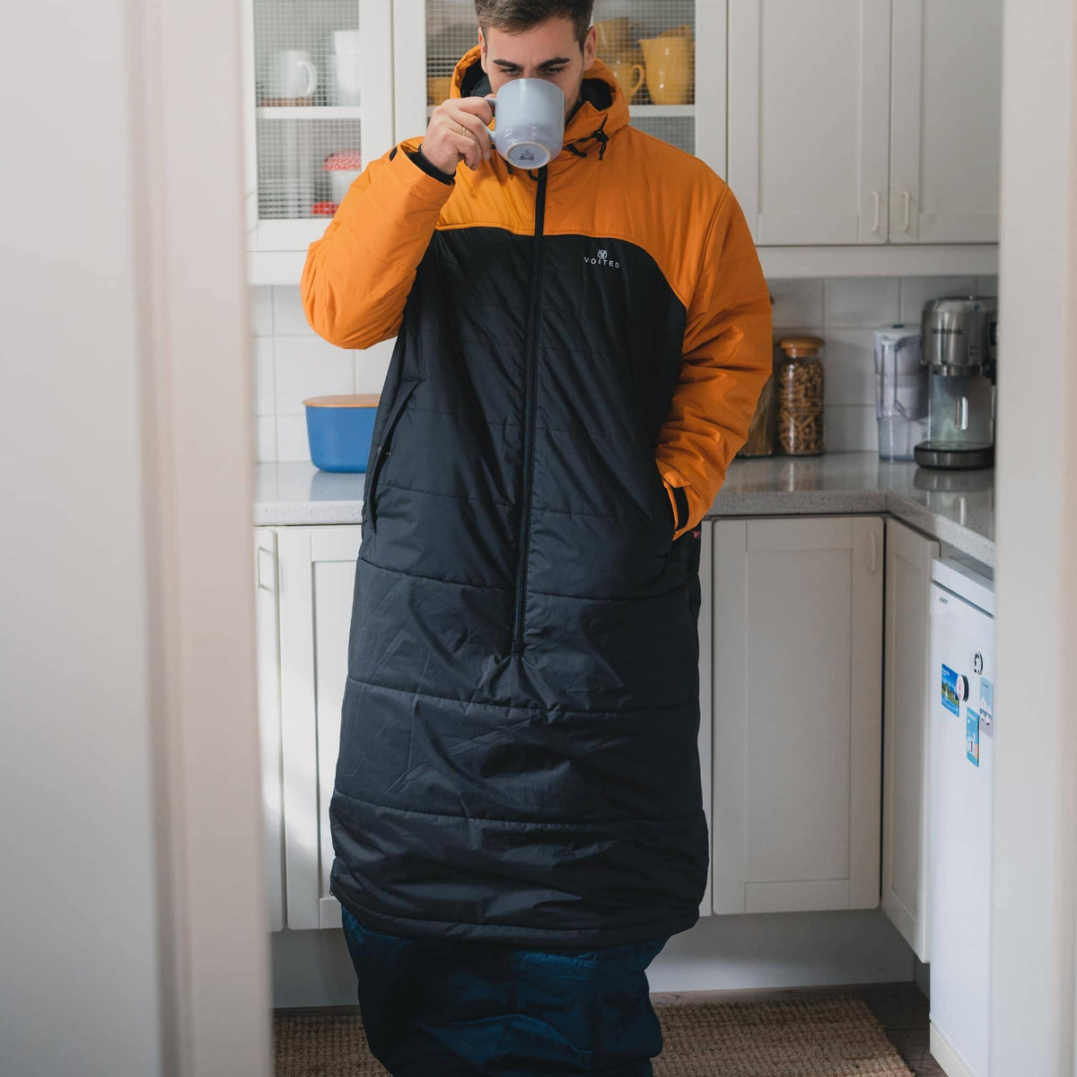 Voited Premium Wearable Sleeping Bag For Camping, Vanlife & Indoor - Desert / Black / Navy