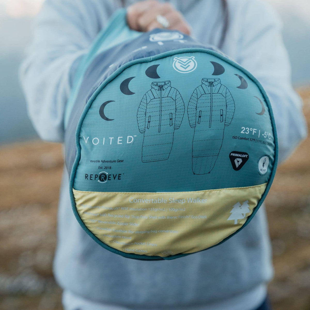 Voited Premium Wearable Sleeping Bag For Camping, Vanlife & Indoor - Desert / Black / Navy