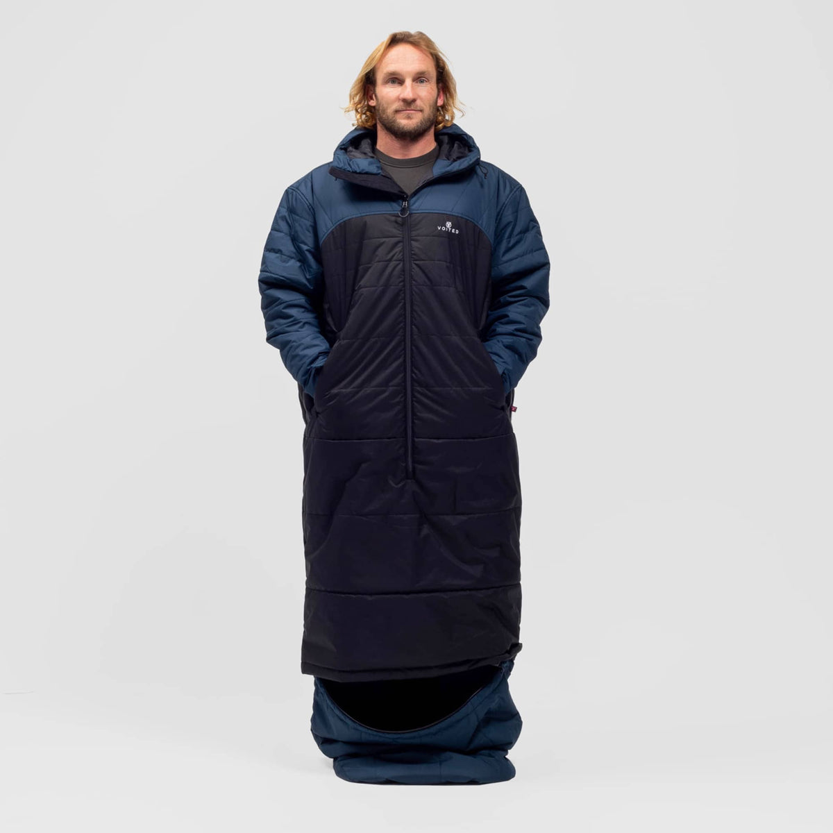Voited Premium Wearable Sleeping Bag For Camping, Vanlife & Indoor - Navy / Black / Navy