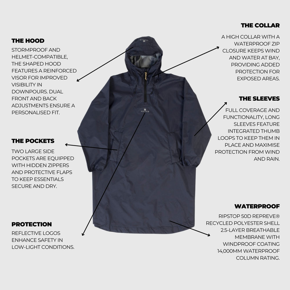 VOITED Rain Poncho 2.0 - Graphite | Waterproof & Packable – VOITED EU ...