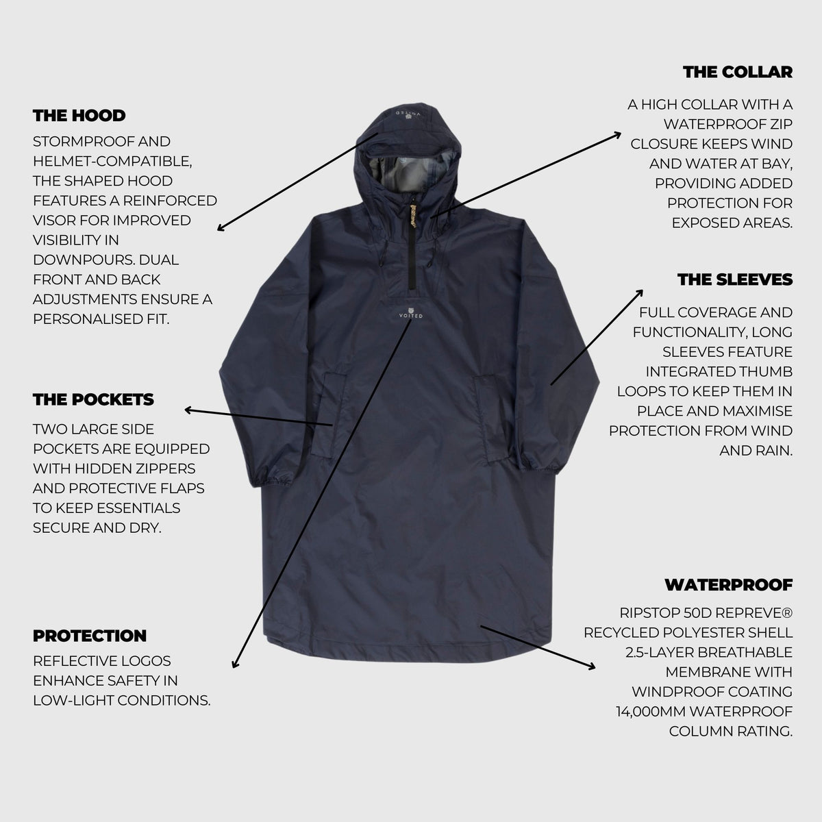 VOITED Rain Poncho 2.0 - Graphite