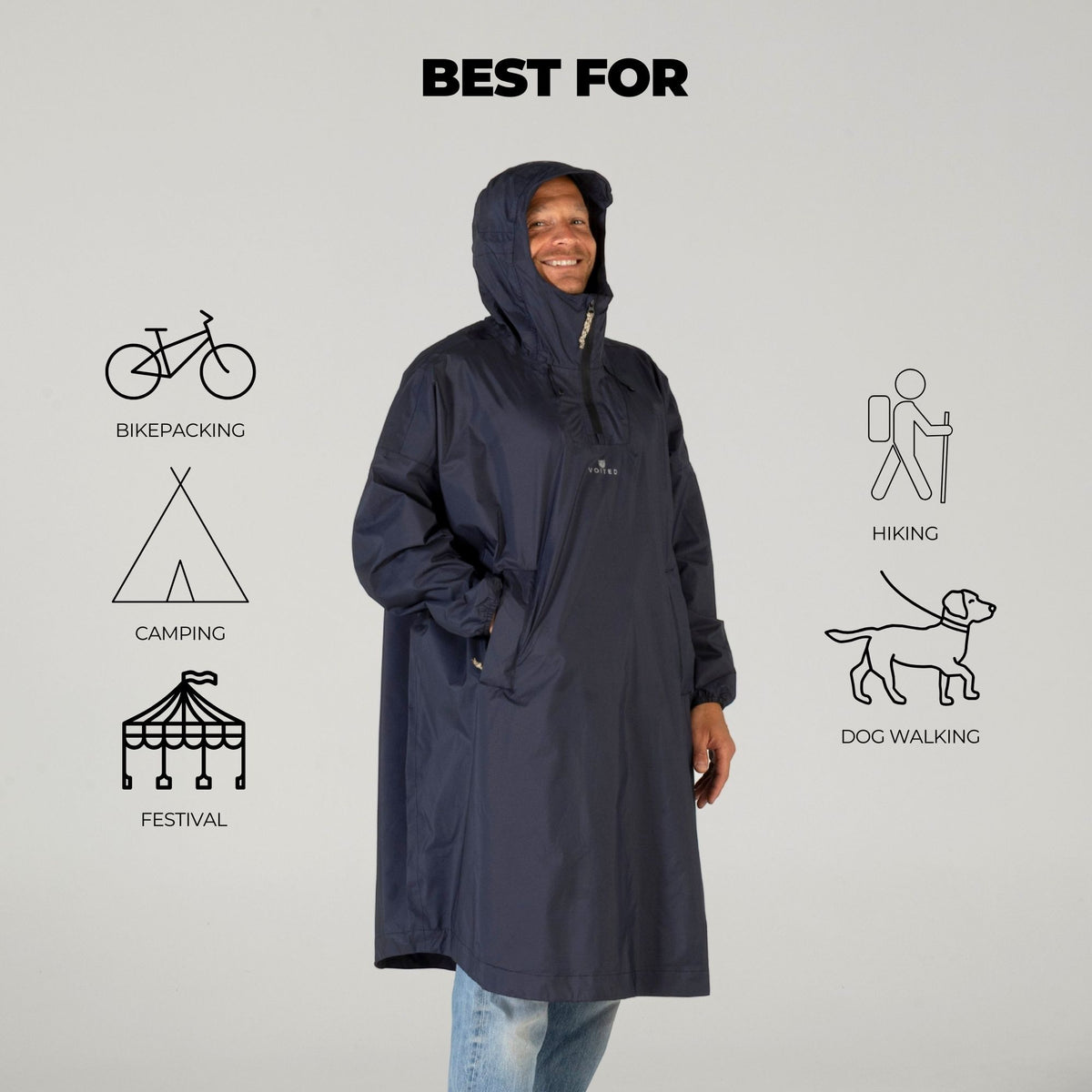 VOITED Rain Poncho 2.0 - Graphite