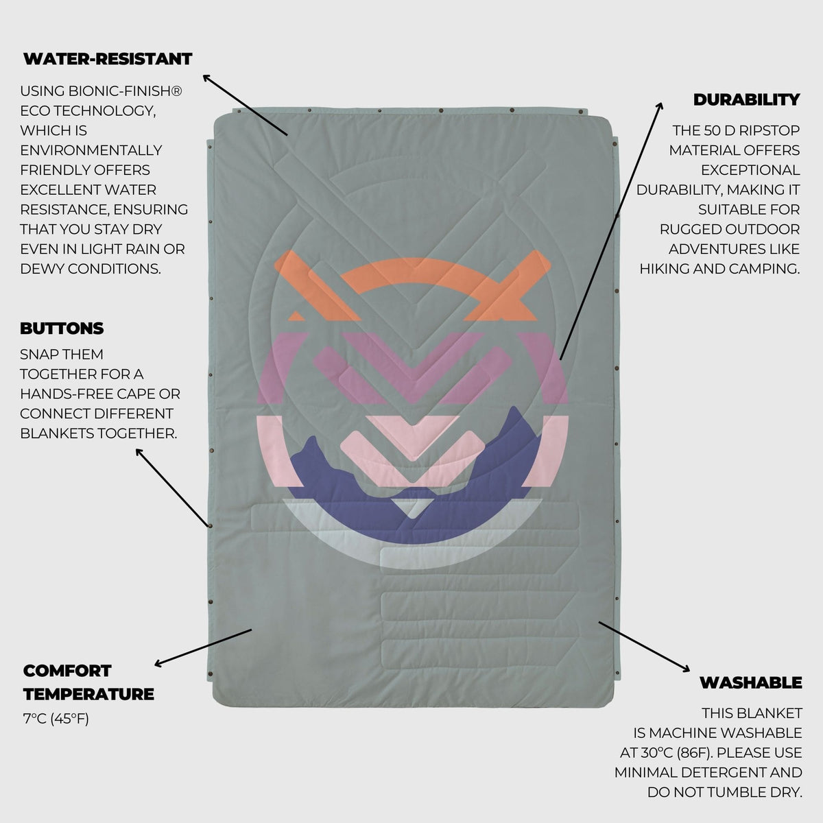 Voited Cloudtouch™ Indoor/Outdoor Camping Blanket - Echo Bloom