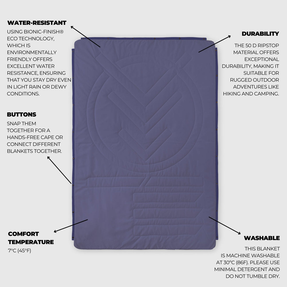 Voited Cloudtouch™ Indoor/Outdoor Camping Blanket - Future Dusk