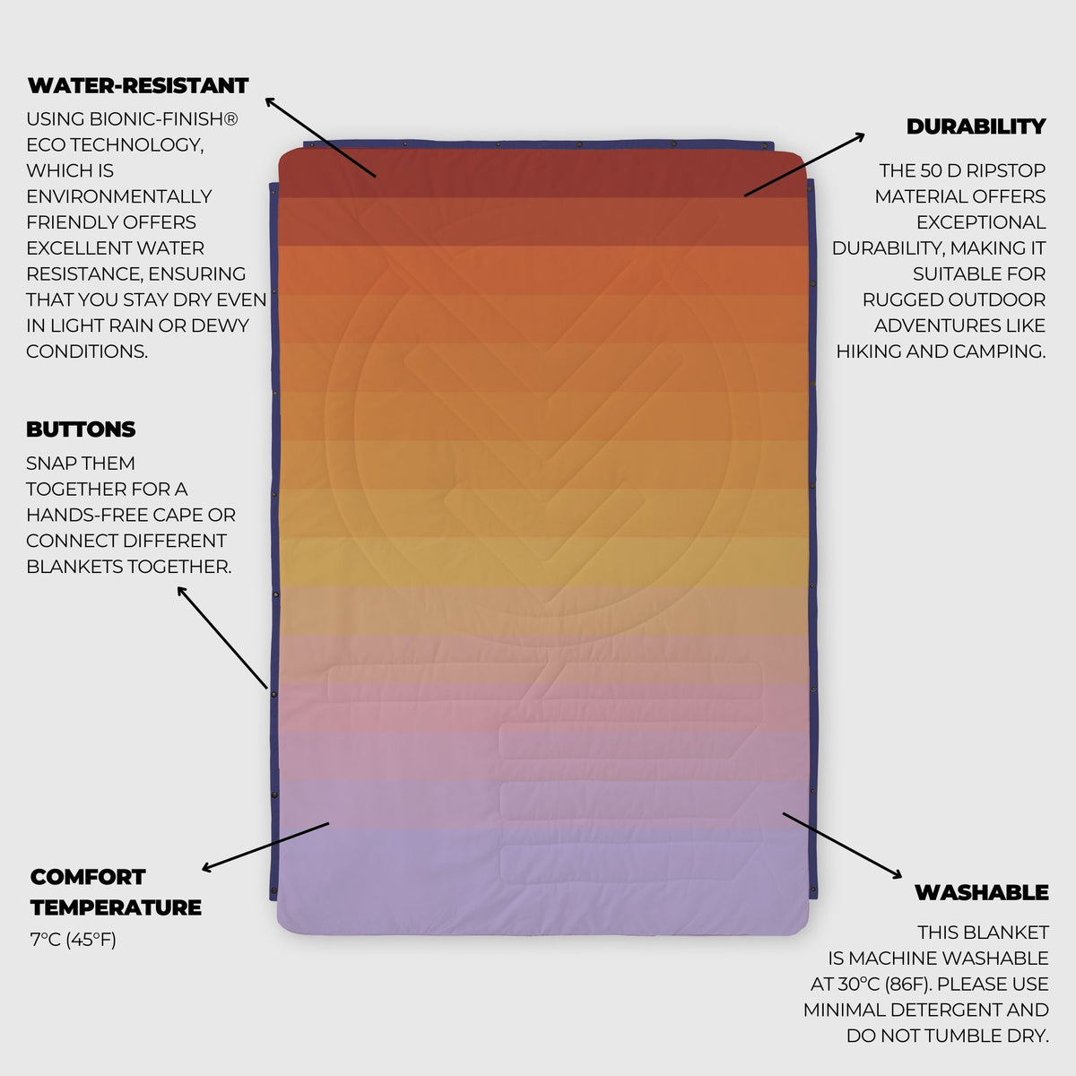 Voited Cloudtouch™ Indoor/Outdoor Camping Blanket - Golden Drift