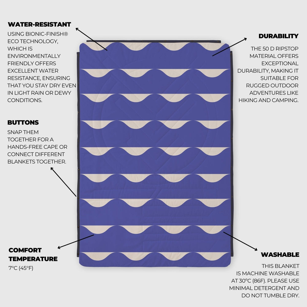 Voited Cloudtouch™ Indoor/Outdoor Camping Blanket - Hazy Days