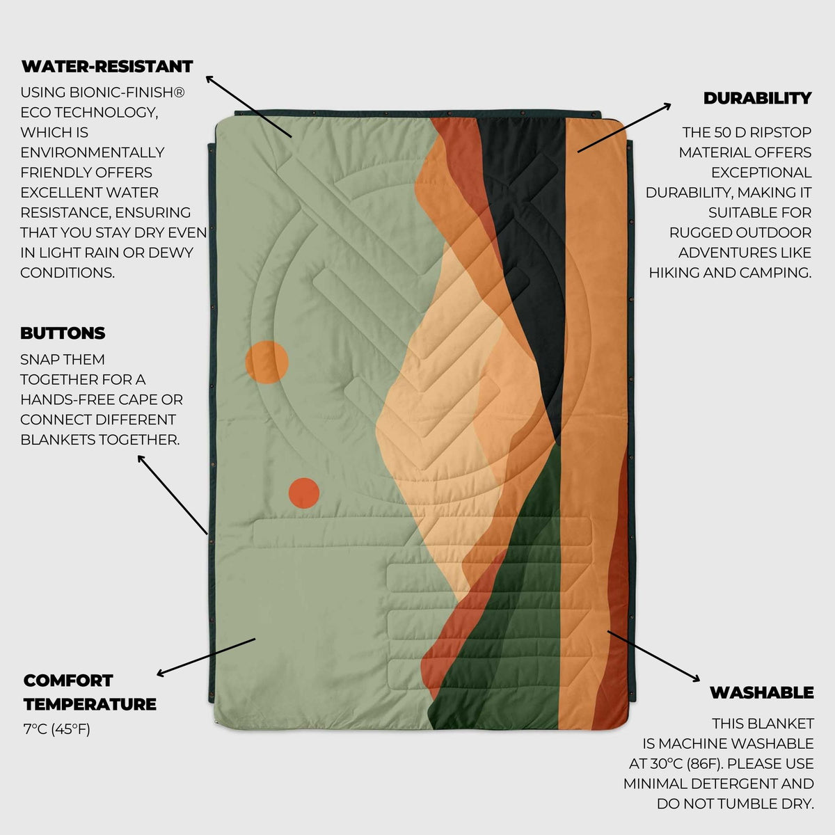 Voited Cloudtouch™ Indoor/Outdoor Camping Blanket - Jasper/Tree Green