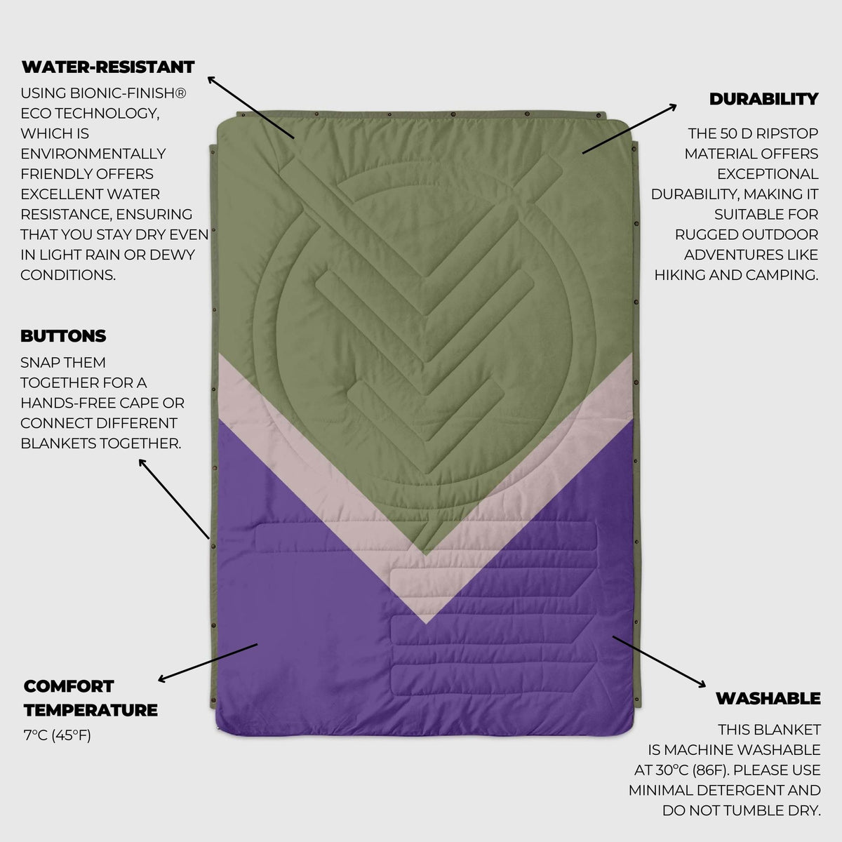 Voited Cloudtouch™ Indoor/Outdoor Camping Blanket - Light Forest