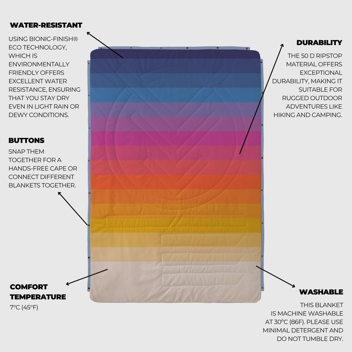 Voited Cloudtouch™ Indoor/Outdoor Camping Blanket - Ocean Breeze