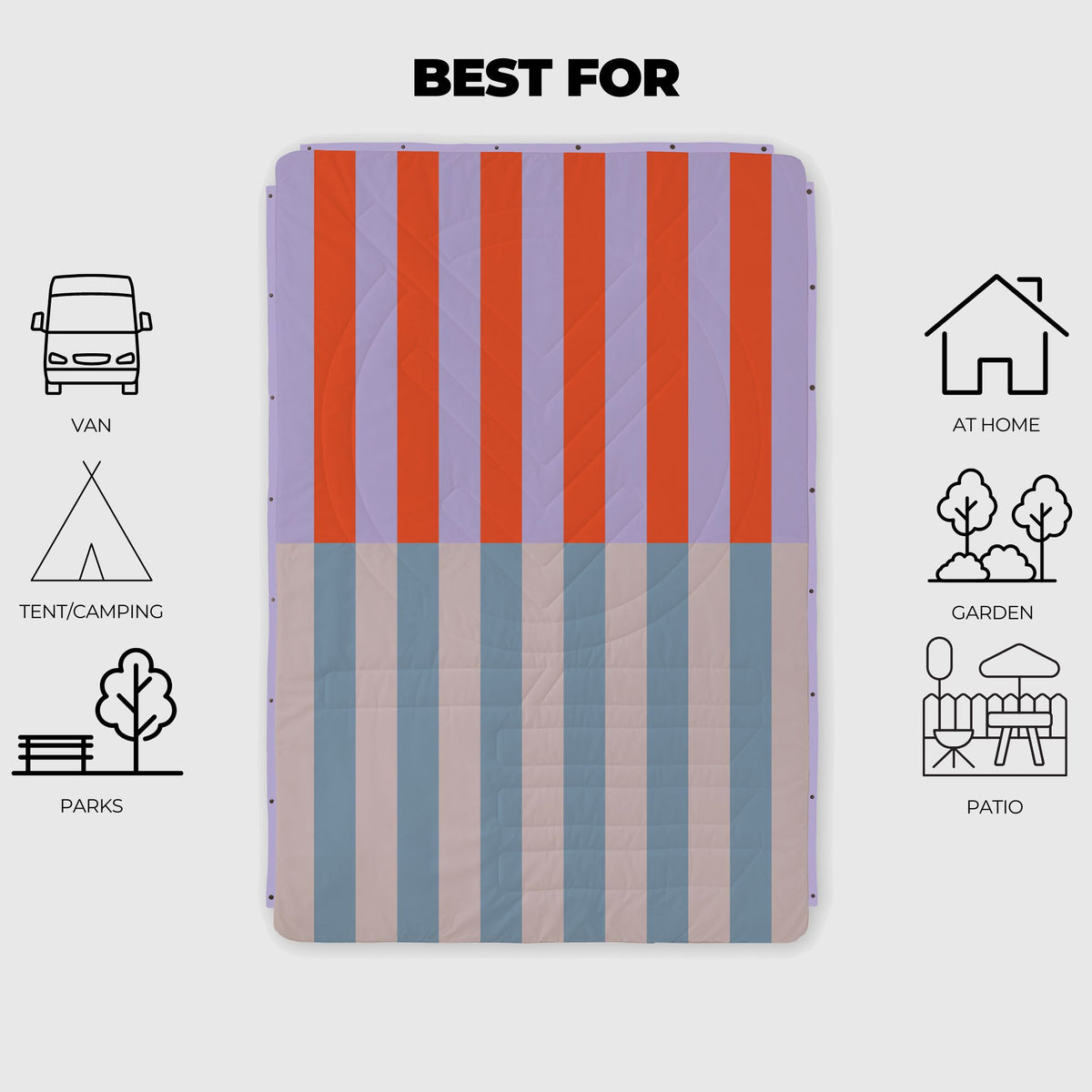 Voited Fleece Outdoor Camping Blanket - Arctic Mist