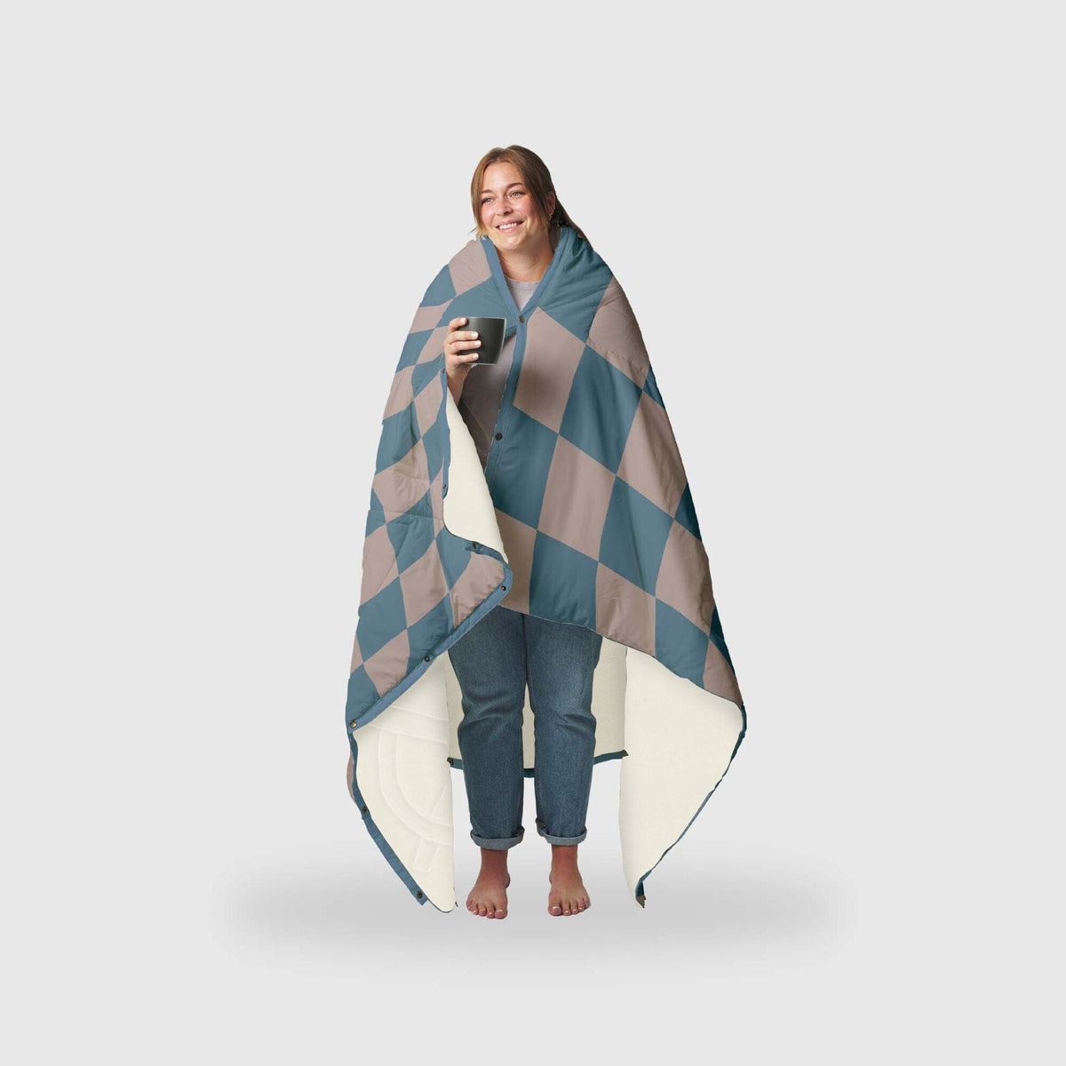 Voited Fleece Outdoor Camping Blanket - Blue Dancer