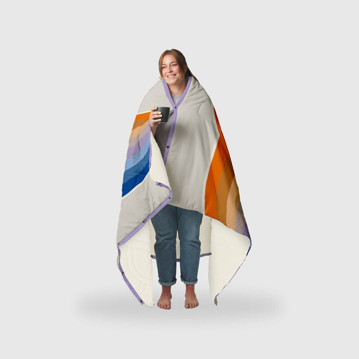 Voited Fleece Outdoor Camping Blanket - Camp Vibes Powder