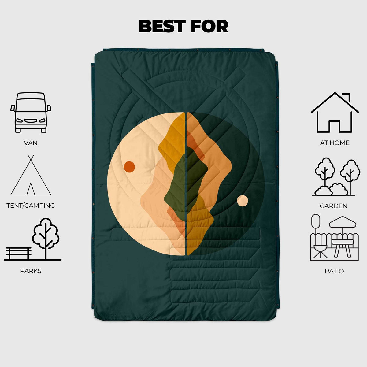 Voited Fleece Outdoor Camping Blanket - Day & Night