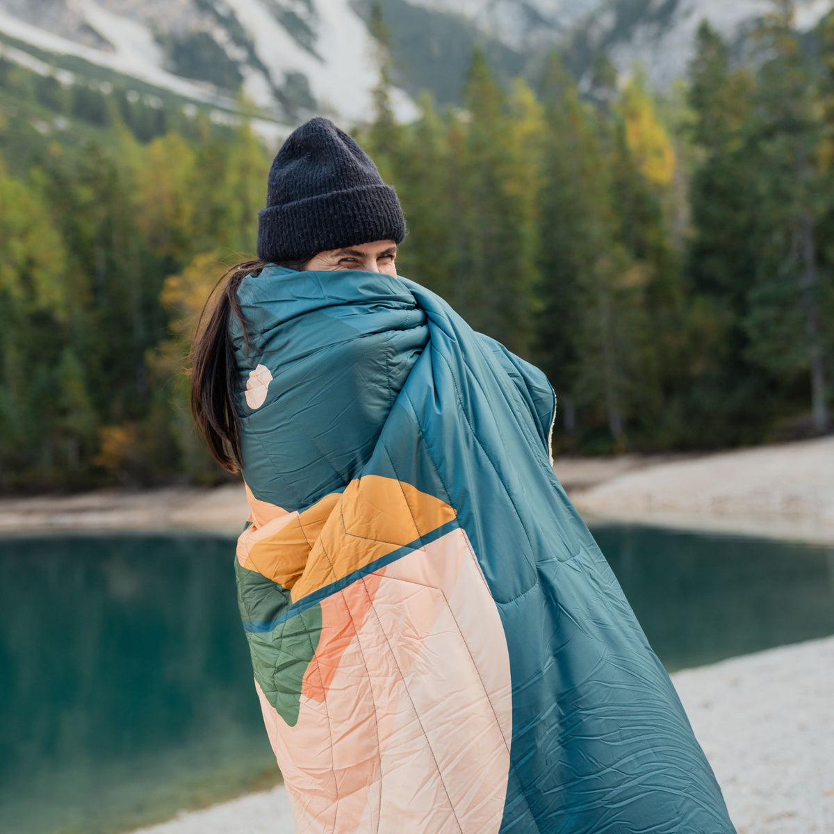 Voited Fleece Outdoor Camping Blanket - Day & Night