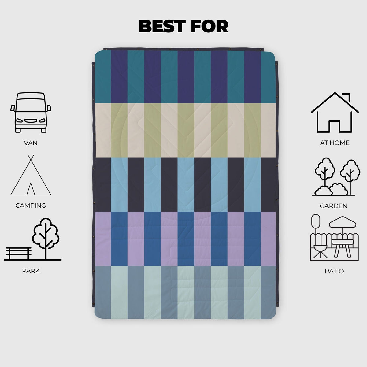 Voited Fleece Outdoor Camping Blanket - Azure