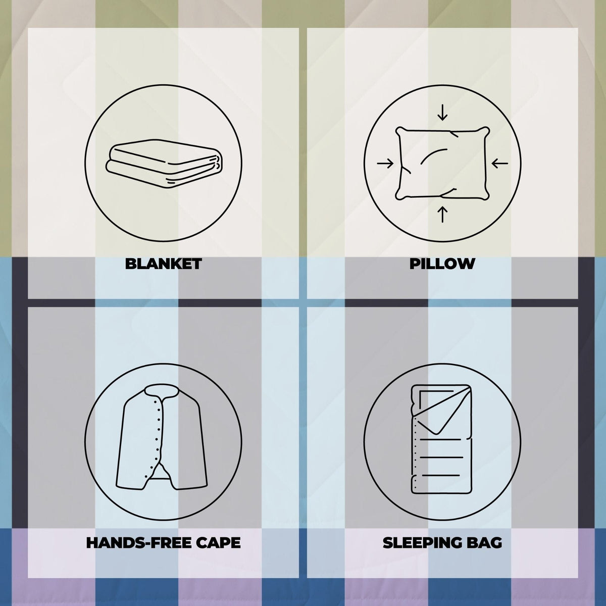 Voited Fleece Outdoor Camping Blanket - Azure