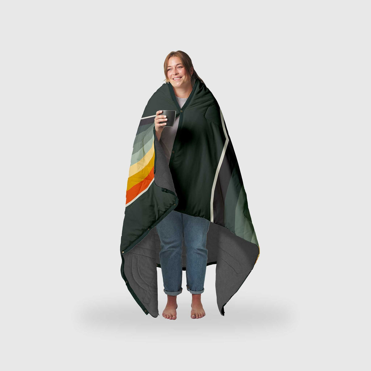 Voited Fleece Outdoor Camping Blanket - Camp Vibes / Greengabel