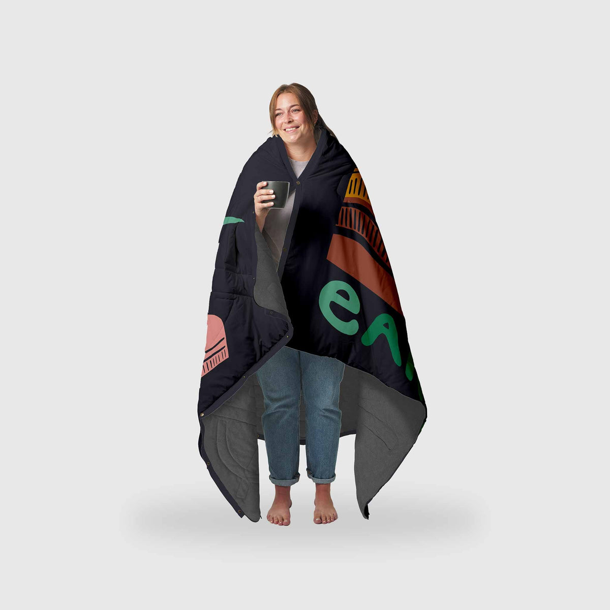 Voited Fleece Outdoor Camping Blanket - Earth