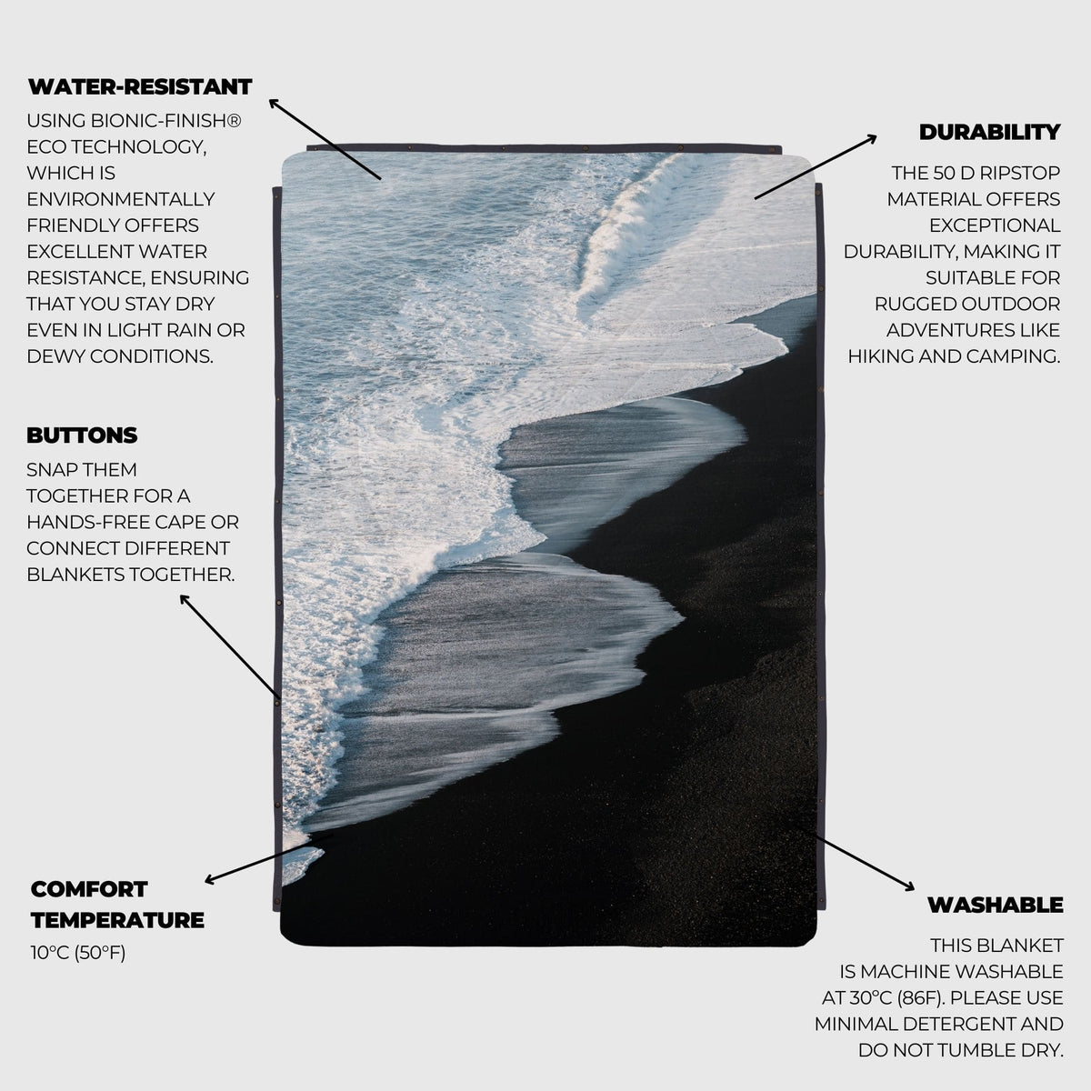 Voited Fleece Outdoor Camping Blanket - Otherwild