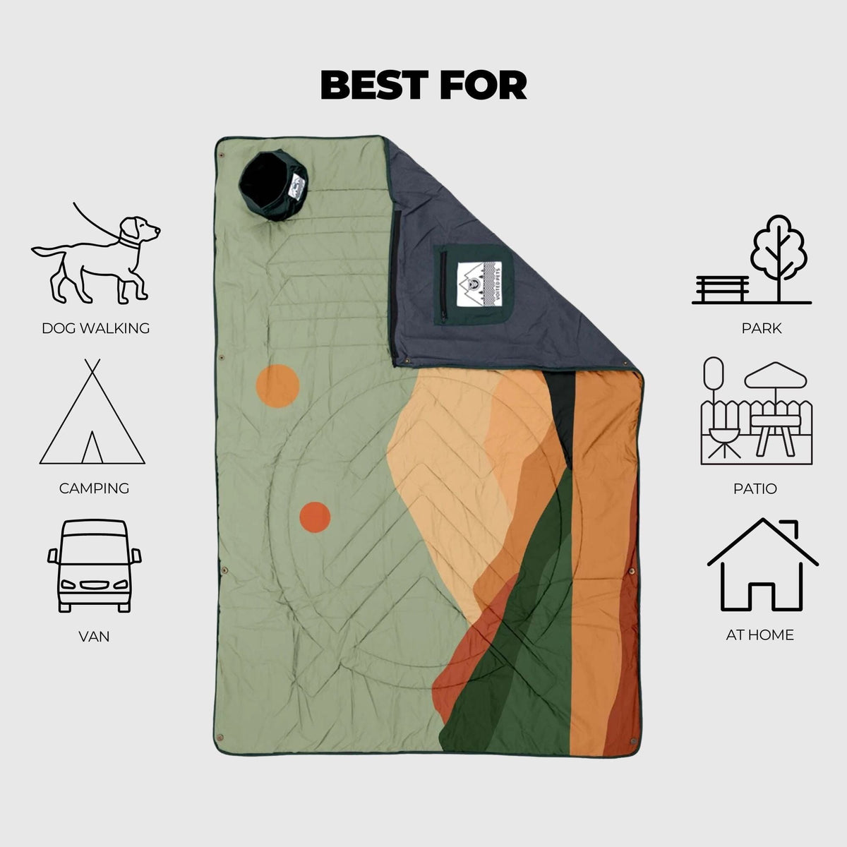 Voited Quilted Premium Recycled Pet Blanket - Jasper/Tree Green