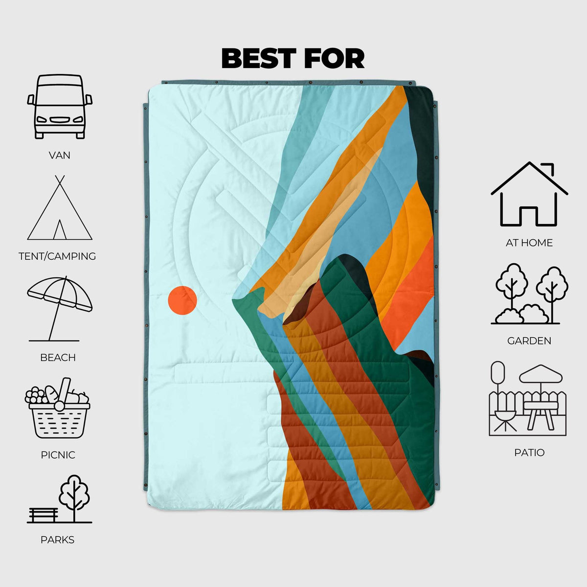 Voited Recycled Ripstop Outdoor Camping Blanket - Blue Mountain