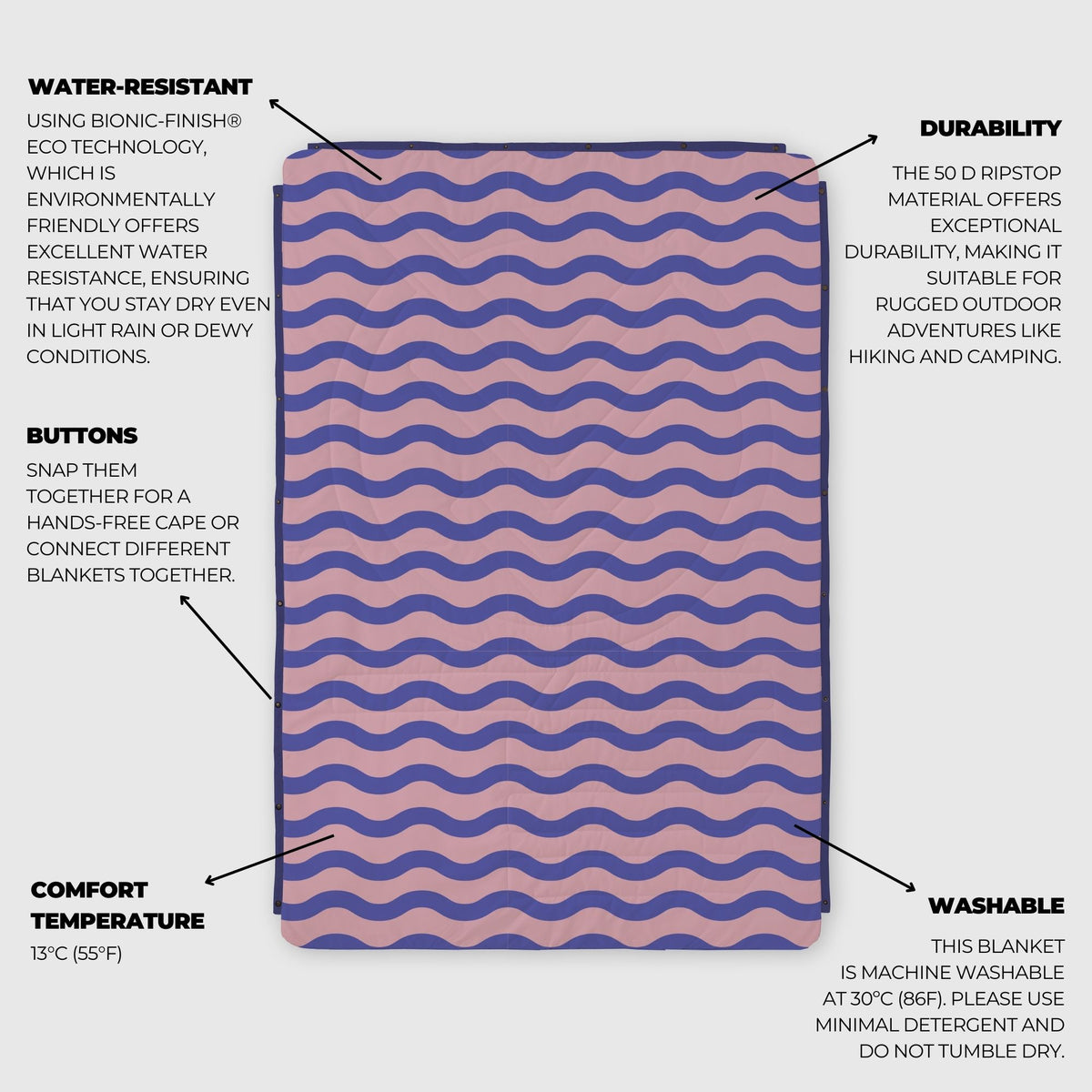 Voited Recycled Ripstop Outdoor Camping Blanket - Breezy