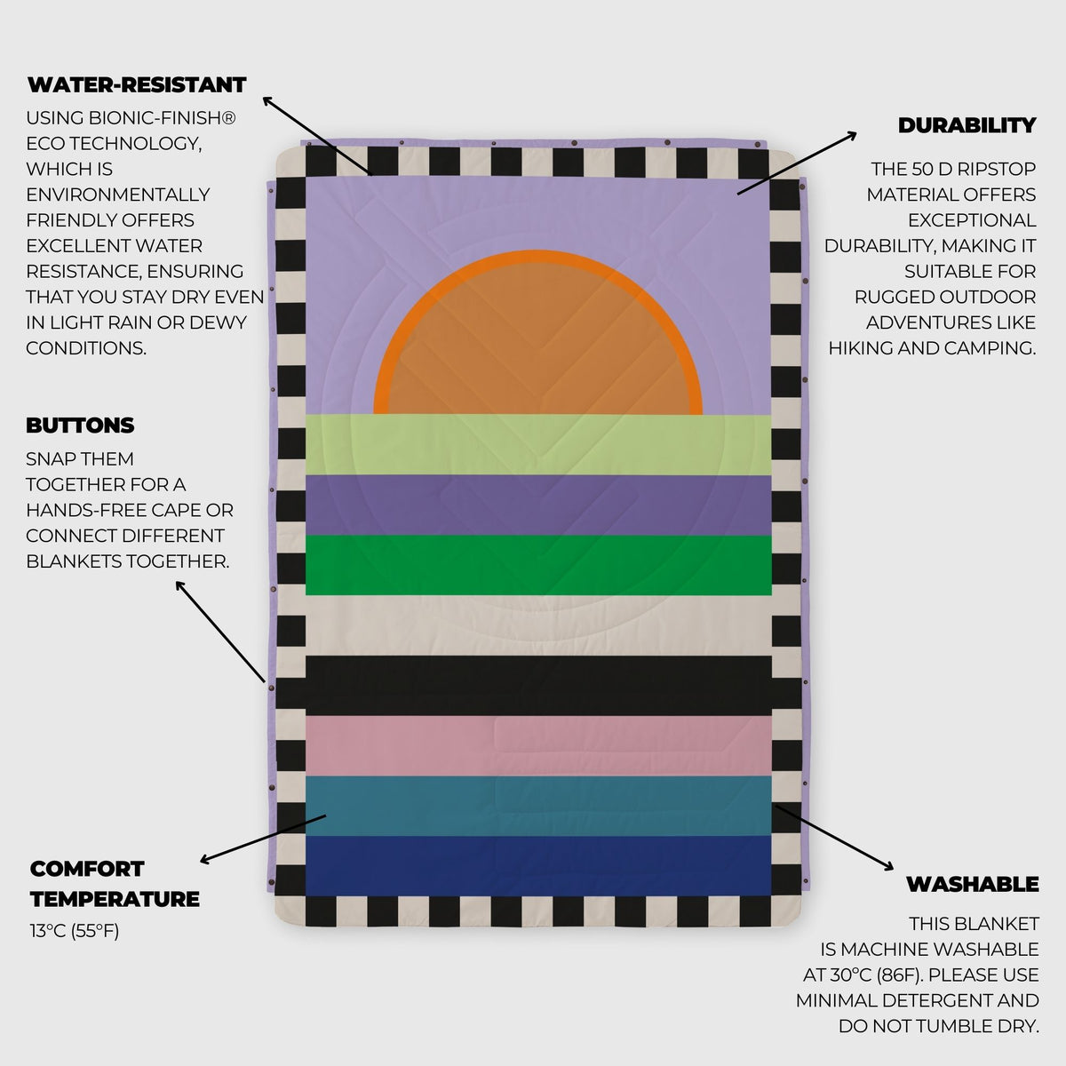 Voited Recycled Ripstop Outdoor Camping Blanket - Easy Sundaze