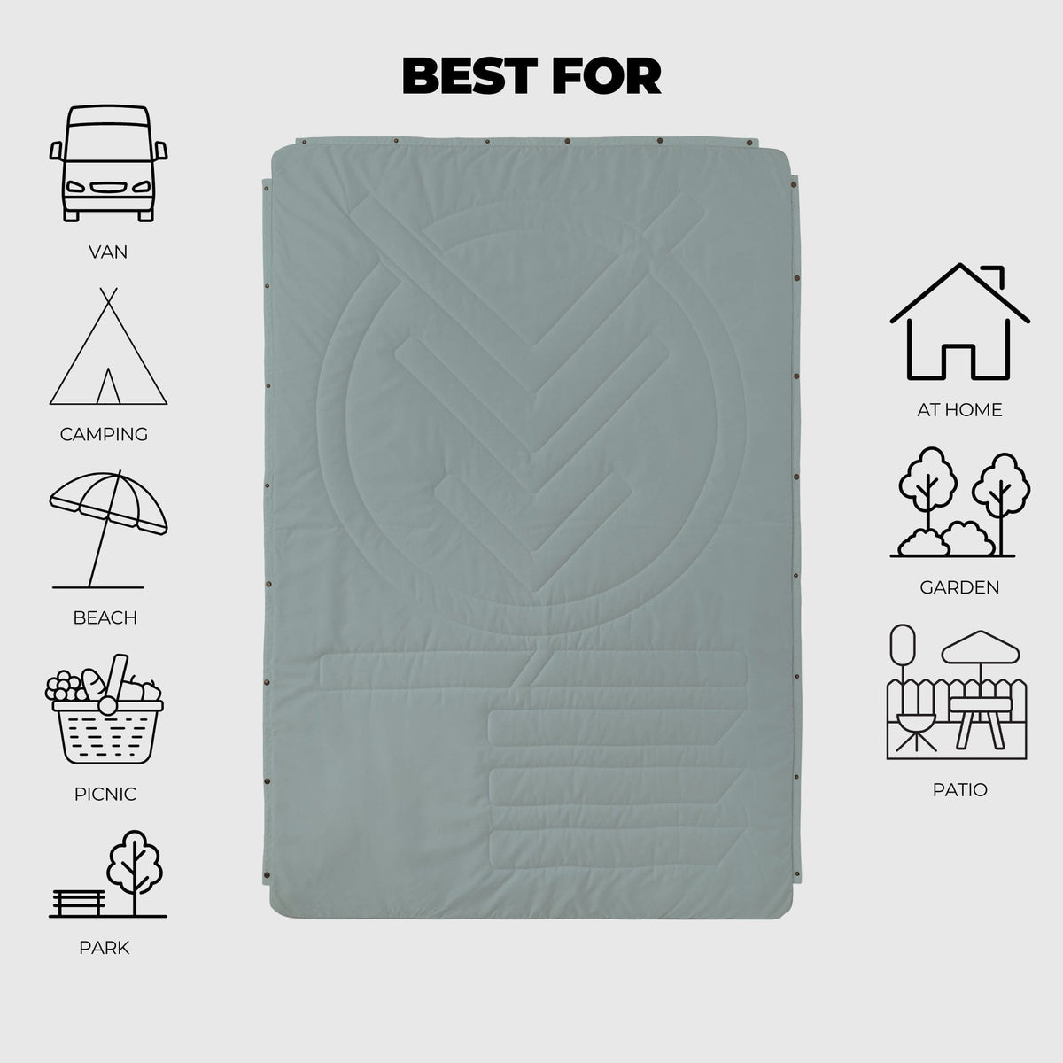 Voited Recycled Ripstop Outdoor Camping Blanket - Eucalyptus