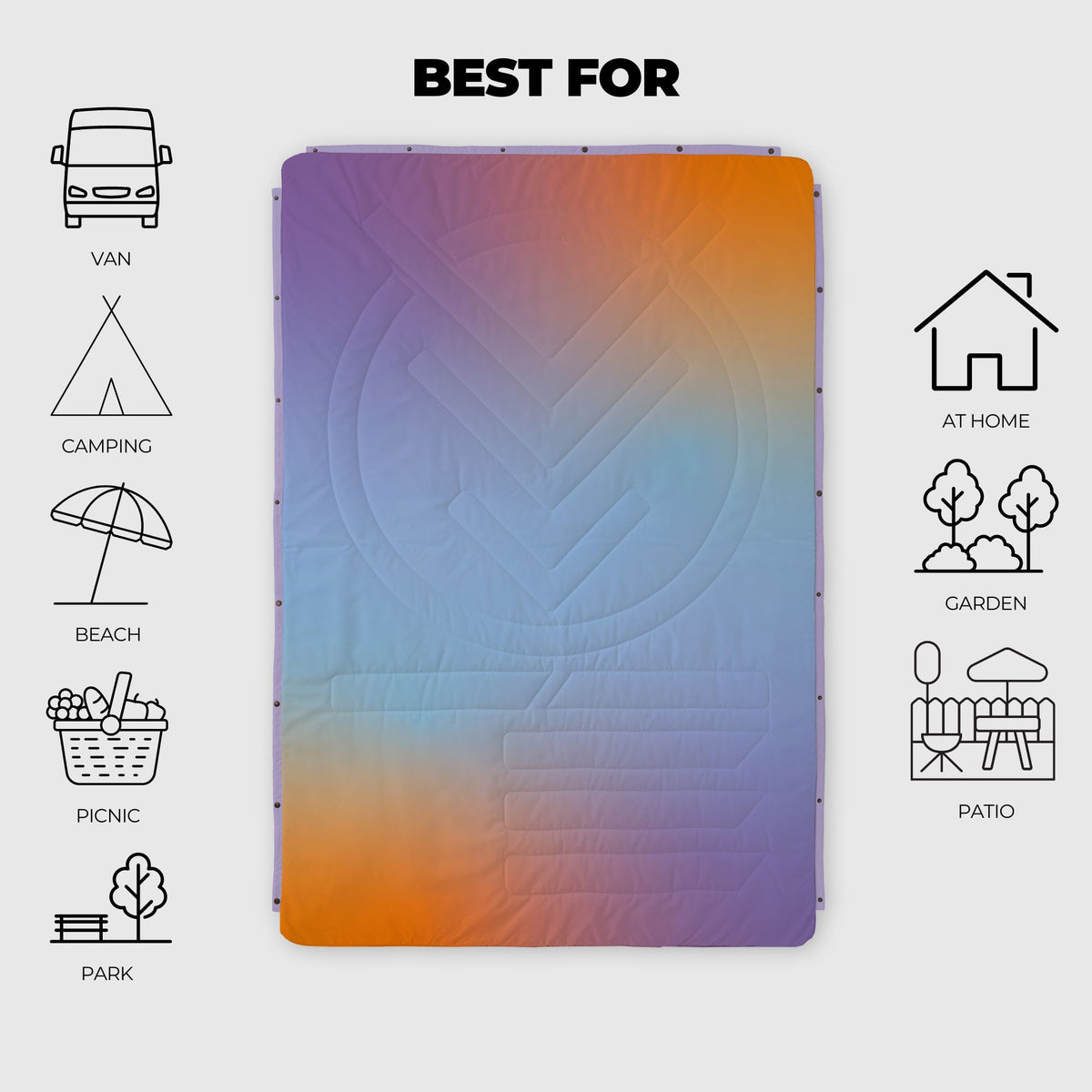 Voited Recycled Ripstop Outdoor Camping Blanket - Fuzzy Sunset