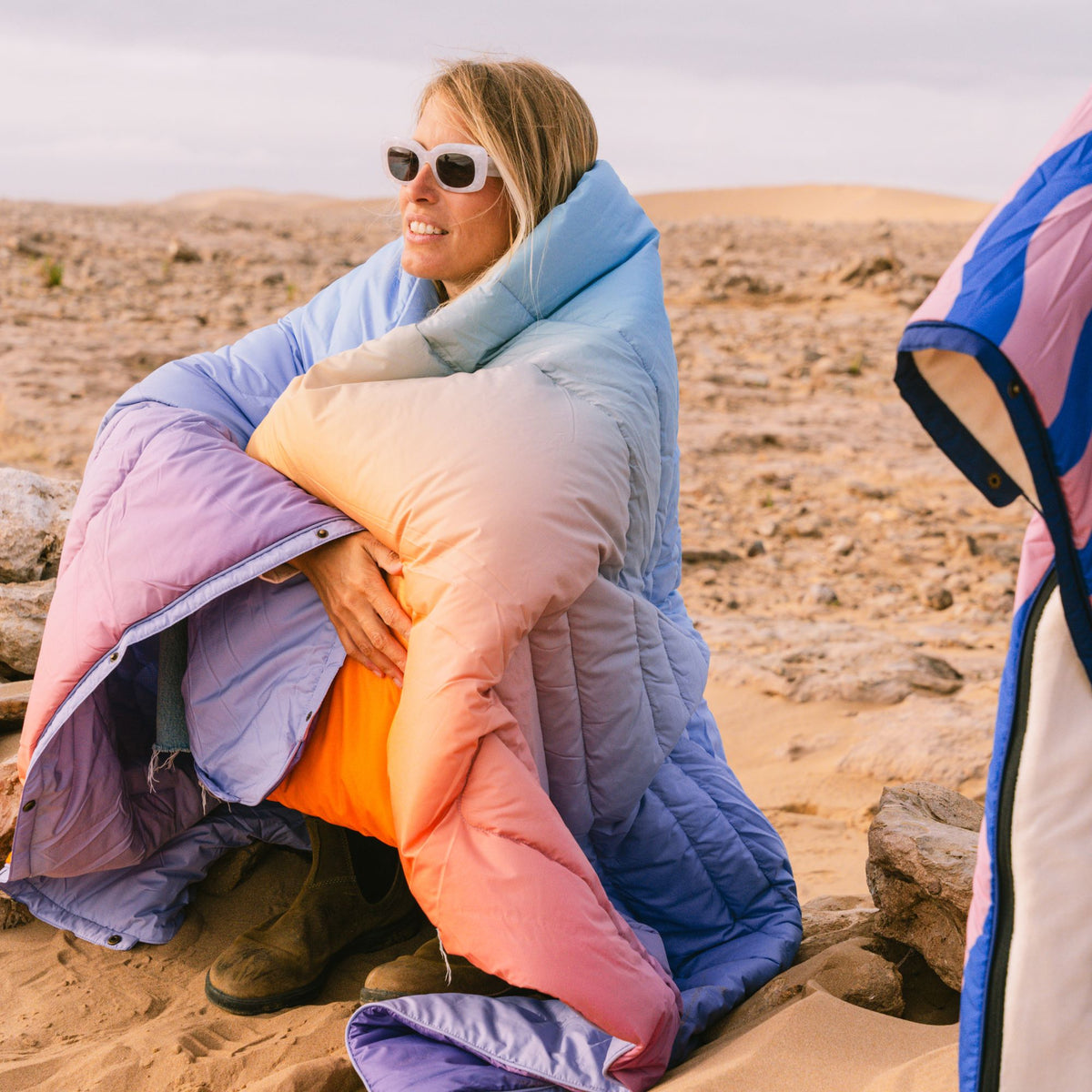 Voited Recycled Ripstop Outdoor Camping Blanket - Fuzzy Sunset