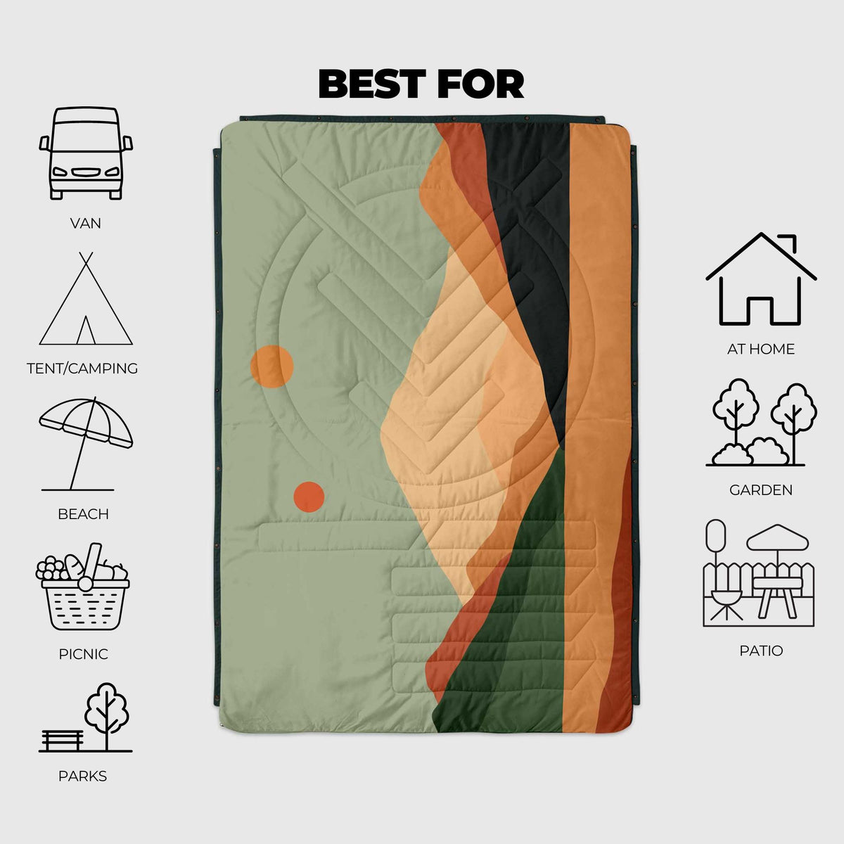 Voited Recycled Ripstop Outdoor Camping Blanket - Jasper/Tree Green