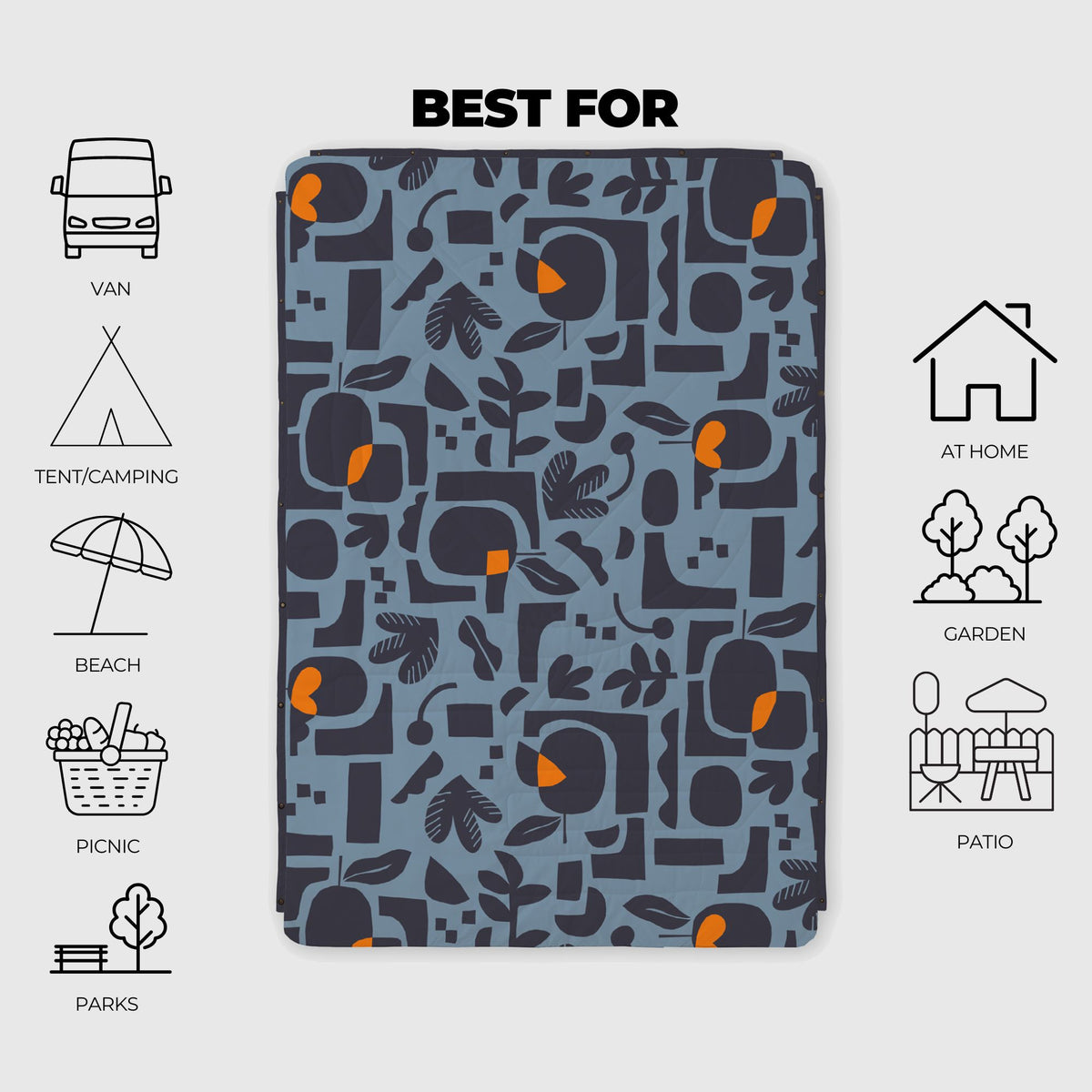 Voited Recycled Ripstop Outdoor Camping Blanket - Lush Garden