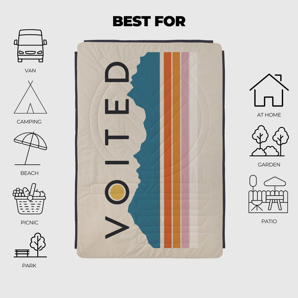 Voited Recycled Ripstop Outdoor Camping Blanket - Snowy Peak