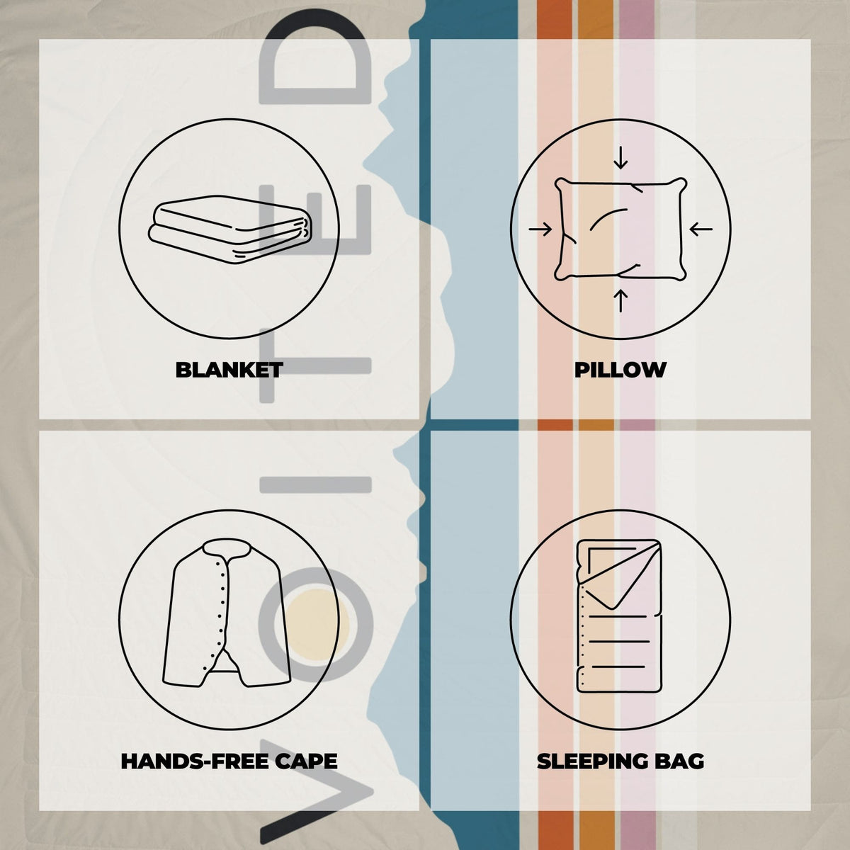 Voited Recycled Ripstop Outdoor Camping Blanket - Snowy Peak