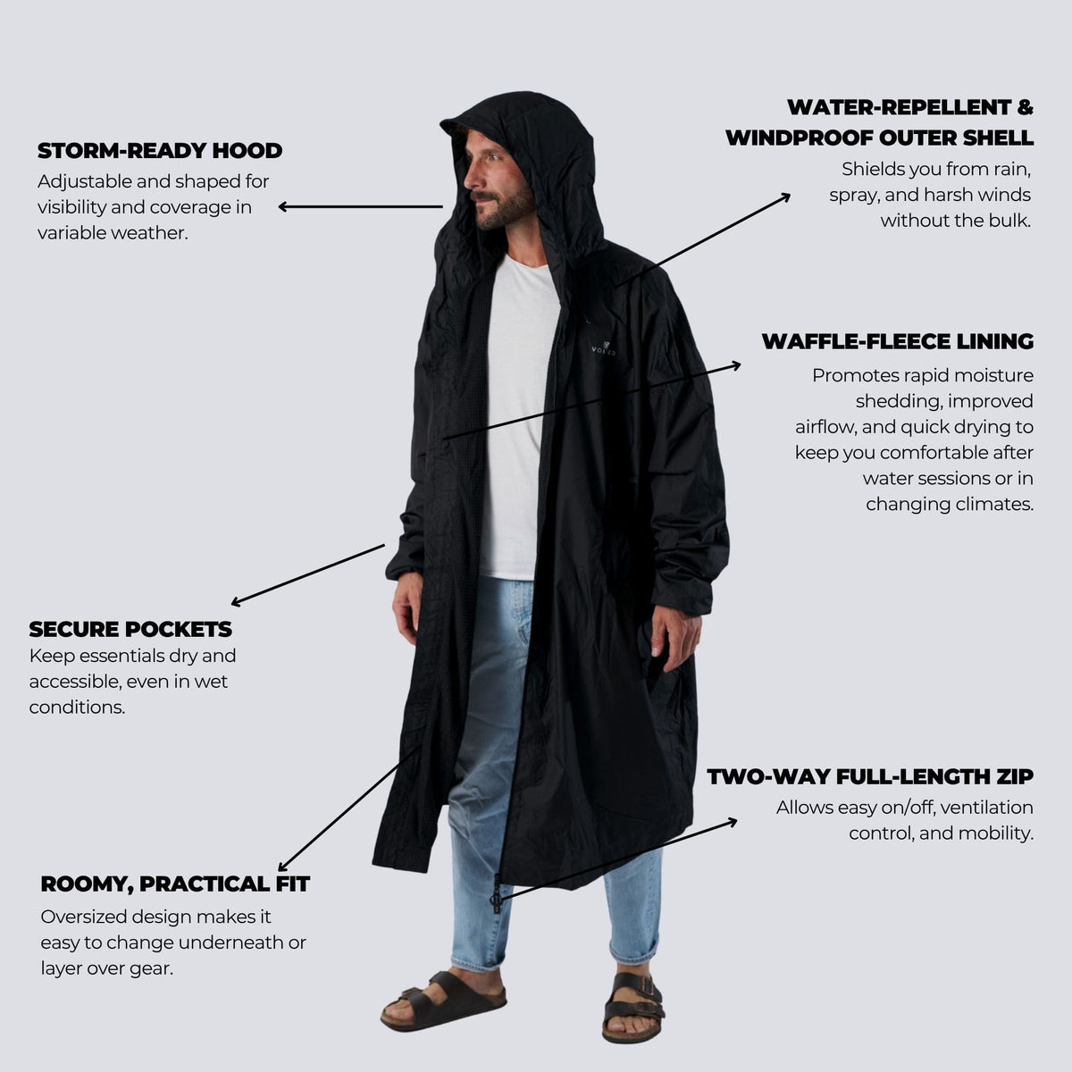 VOITED Allweather Coat - Black