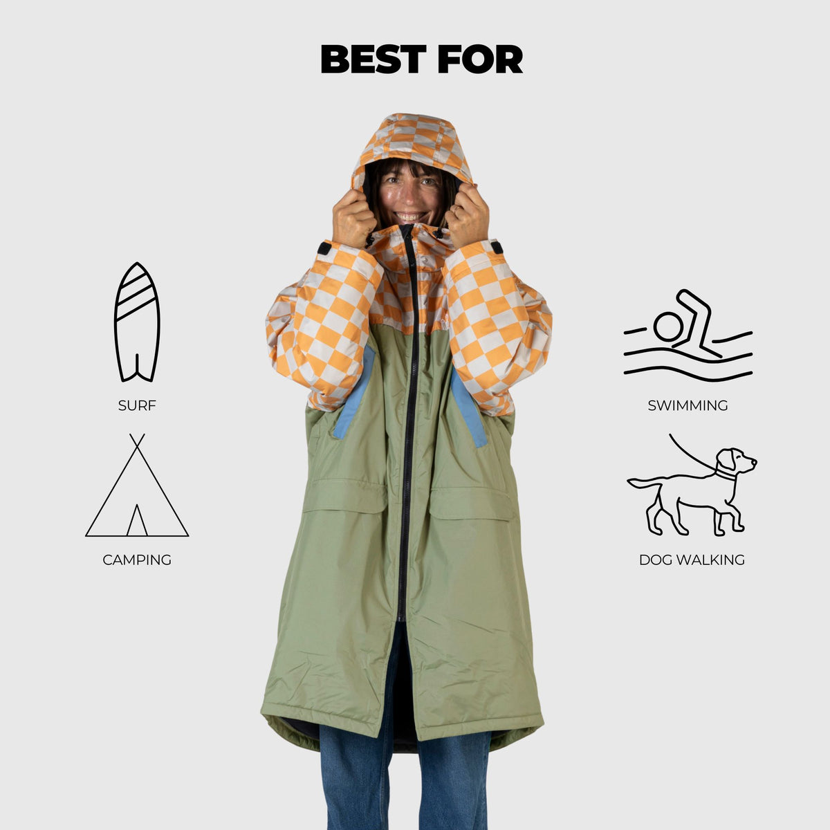 VOITED 3rd Edition Outdoor Changing Robe & Drycoat for Surfing, Camping, Vanlife & Wild Swimming - Suns Out