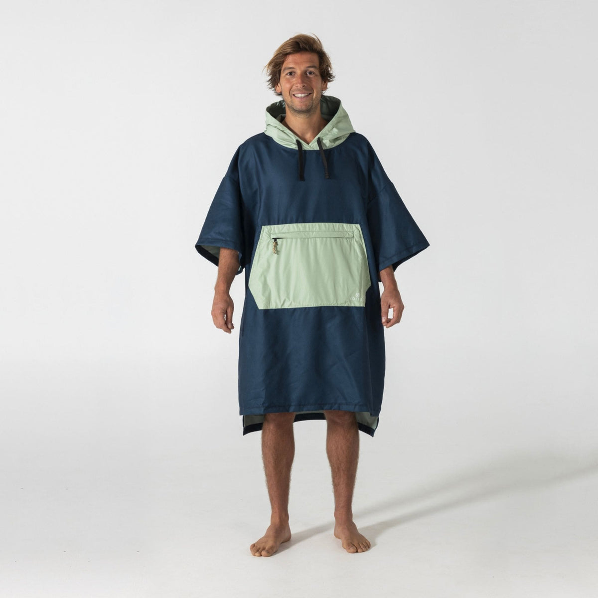 Voited Micro Fleece Poncho - Ocean Navy/Cameo Green