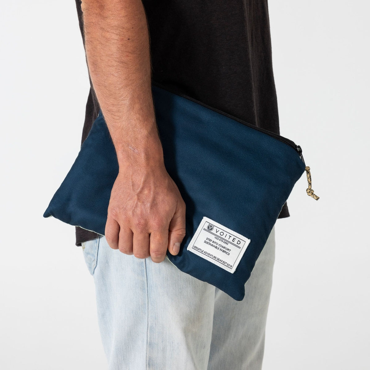 Voited Micro Fleece Poncho - Ocean Navy/Cameo Green