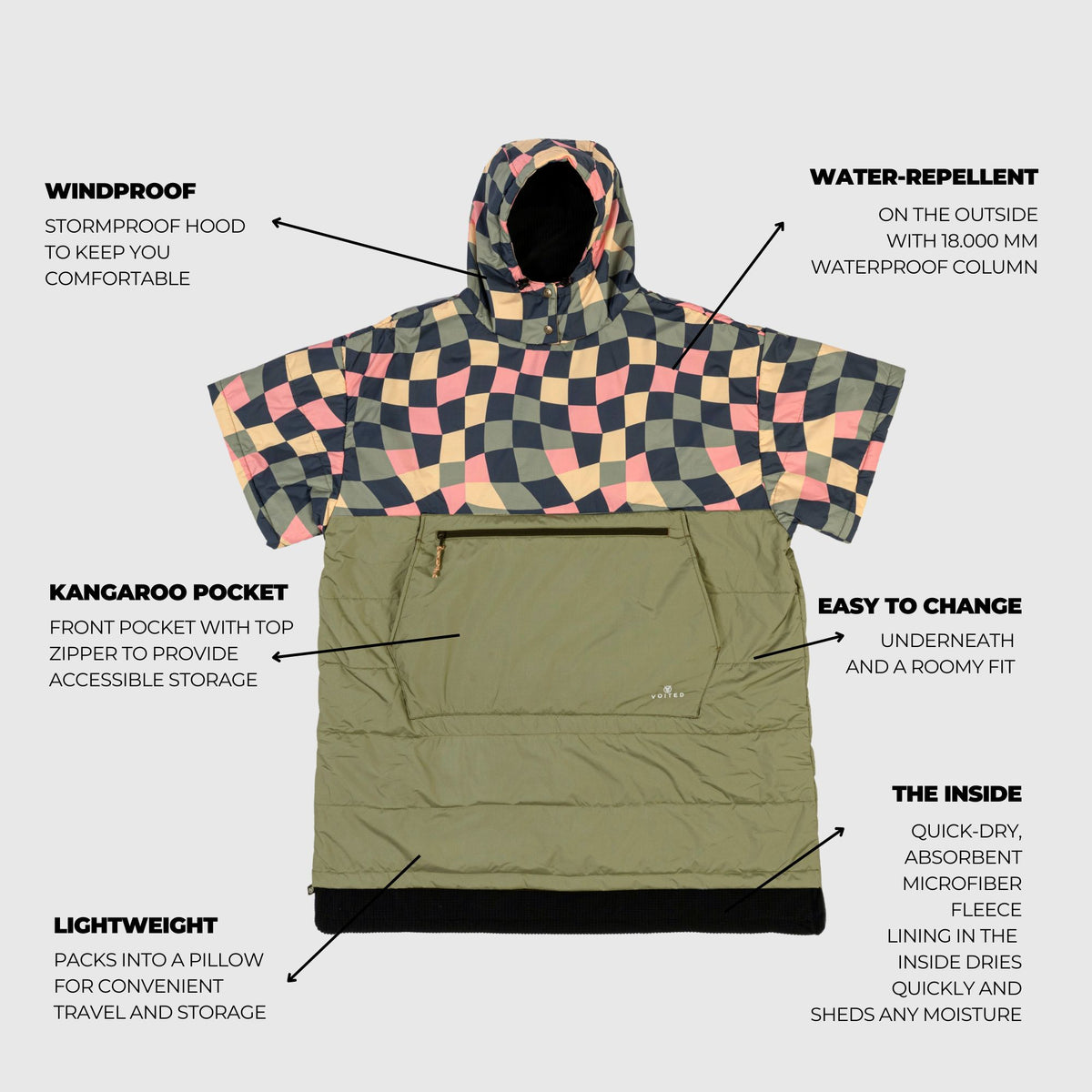 VOITED 3rd Edition Outdoor Poncho for Surfing, Camping, Vanlife & Wild Swimming - Wavecheck