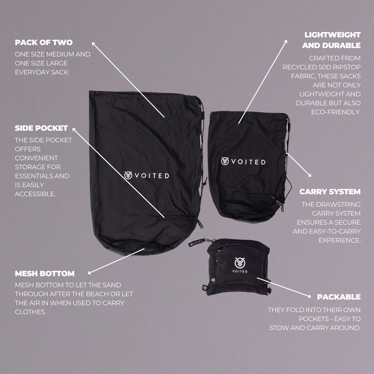 VOITED Everyday Sacks - Black