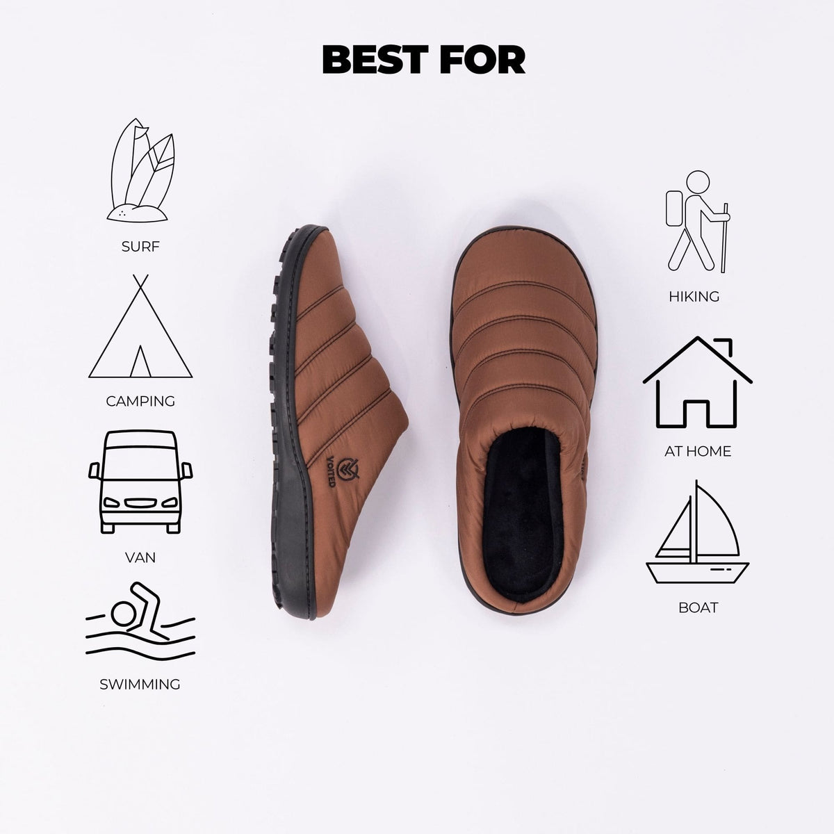 Voited Soul Slipper - Lightweight, Indoor/Outdoor Camping Slippers - Chocolate