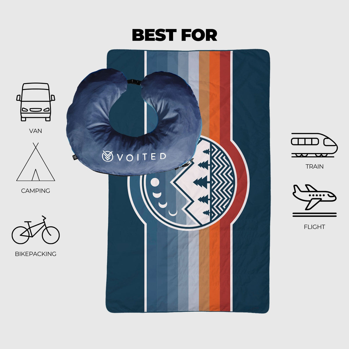 VOITED NeckPack Travel PillowBlanket - Camp Vibes Two